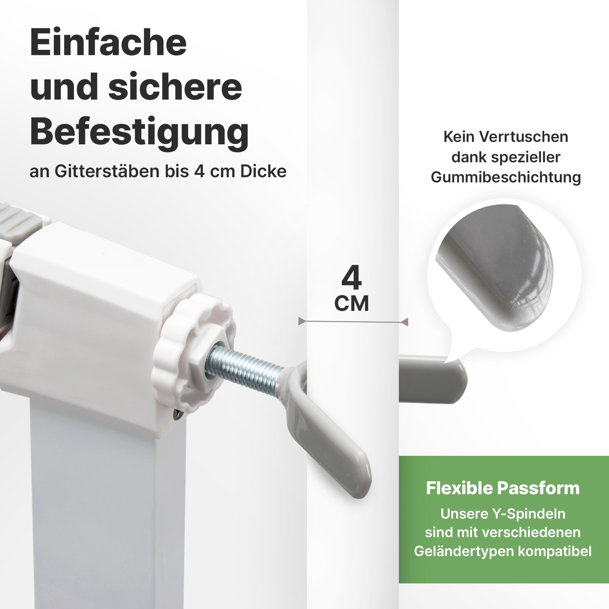 Y-Spindel – sichere Befestigung an Gitterstäben