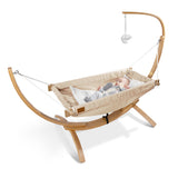 CHILDOO Baby Hängematte Beige mit Birkenholz-Gestell und Mobile