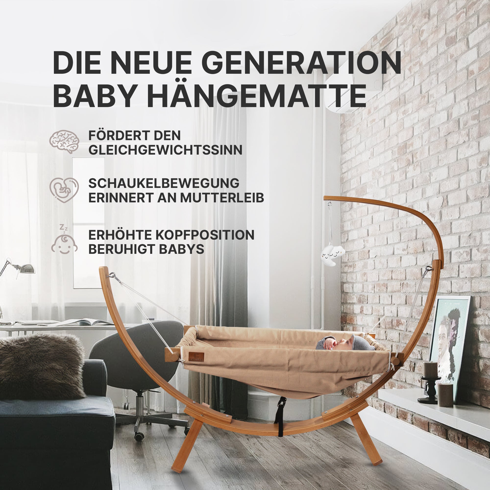 Fördert den Gleichgewichtssinn – Schaukelbewegung erinnert an den Mutterleib