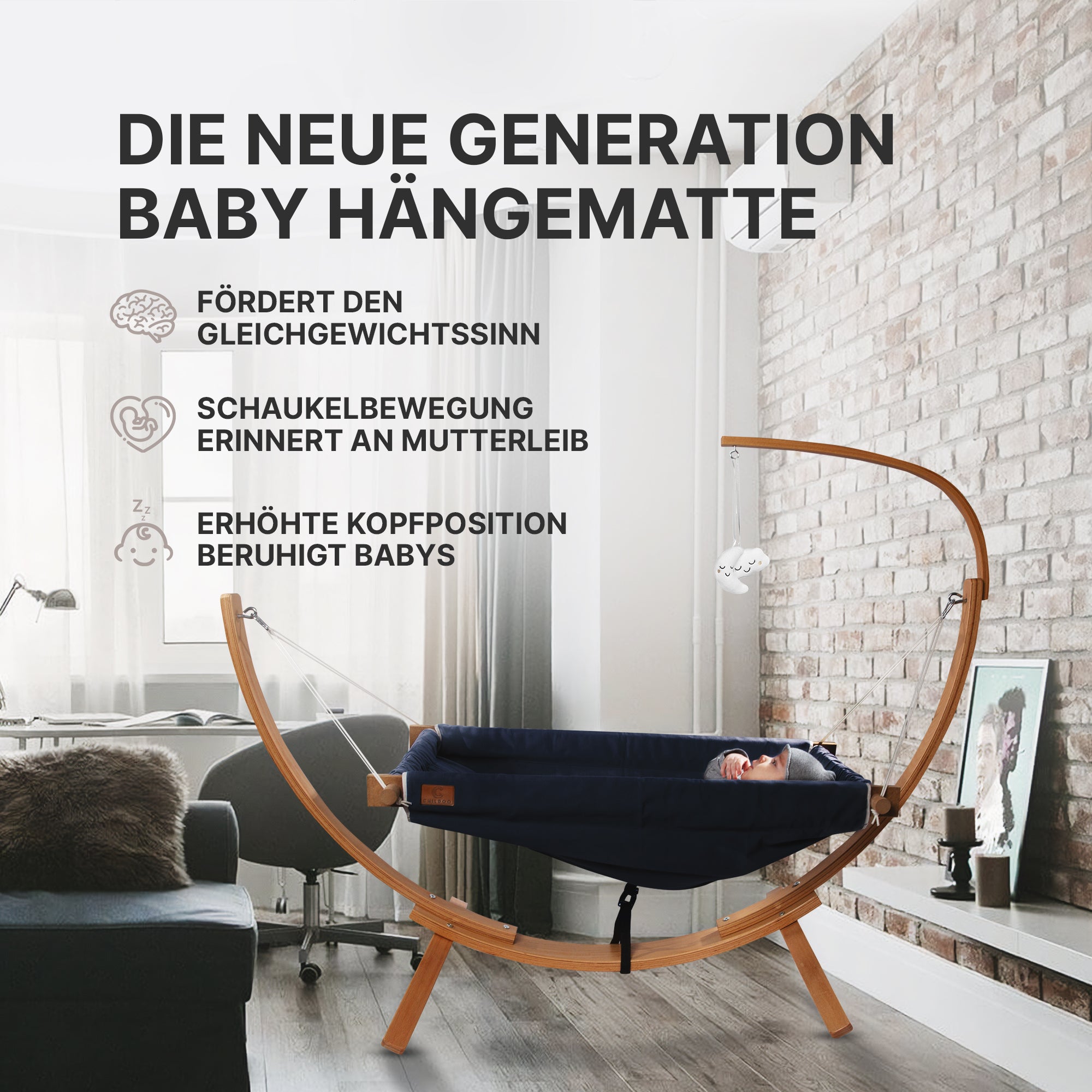 Fördert den Gleichgewichtssinn – Schaukelbewegung erinnert an den Mutterleib