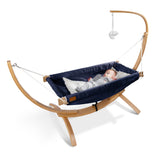 CHILDOO Baby Hängematte Blau mit Birkenholz-Gestell und Mobile